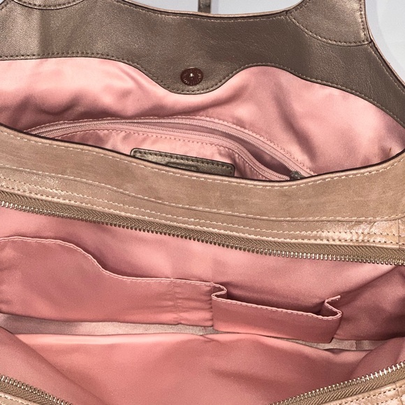 COACH LEXI Champagne Gold Sparkle Leather Satchel Handbag L1120 - F18829 - Picture 6 of 7